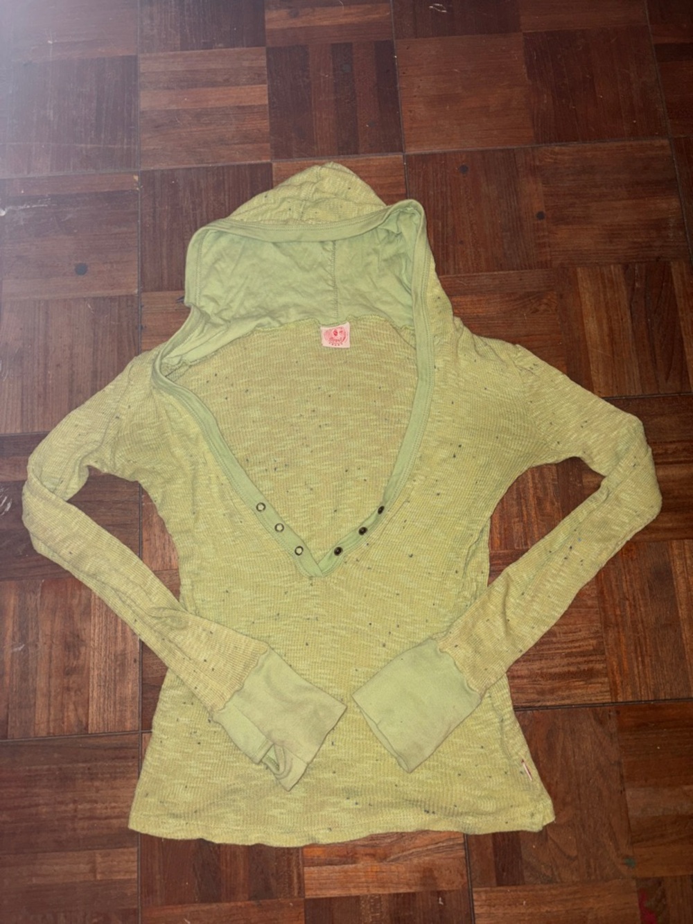 Curious Gypsy Light Green Hooded Thermal Top
